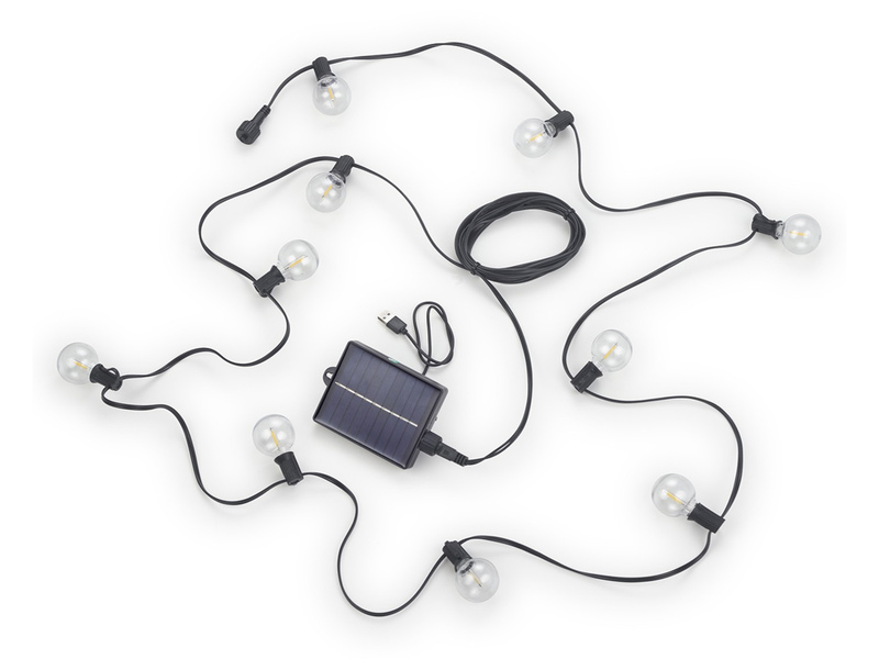Outdoor Lichterkette per Solar & USB aufladbar mit Netzstecker, Länge 5,7 Meter