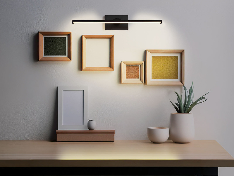 Akku Bilderleuchte JAIME I Schwarz kabellos zum Kleben, Breite 40cm