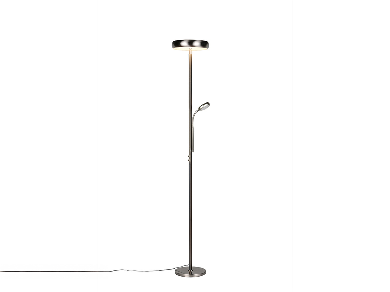 LED Deckenfluter PALERMO Höhe 183cm mit Leselampe und Fernbedienung, Silber