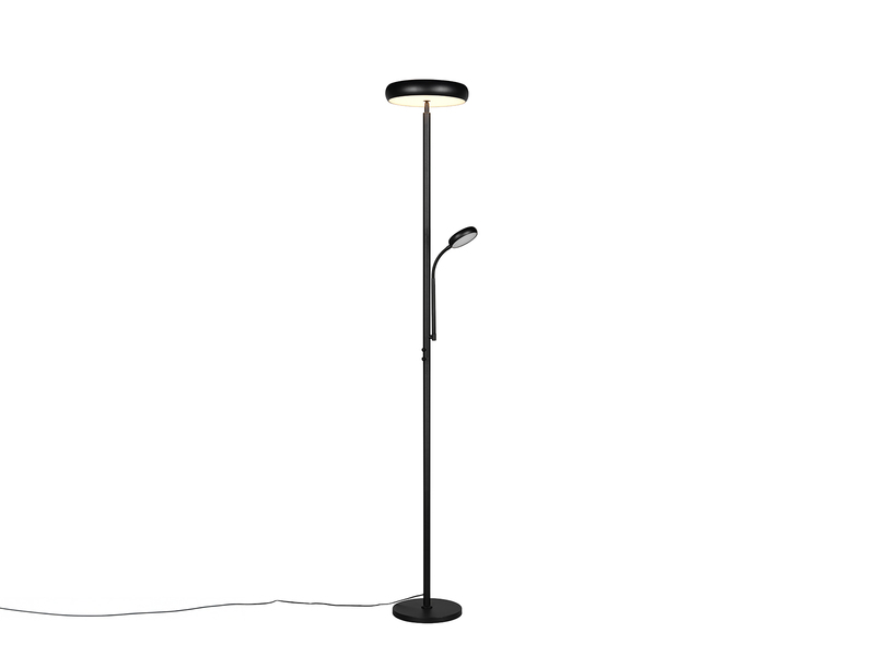 LED Deckenfluter PALERMO Höhe 183cm mit Leselampe und Fernbedienung, Schwarz