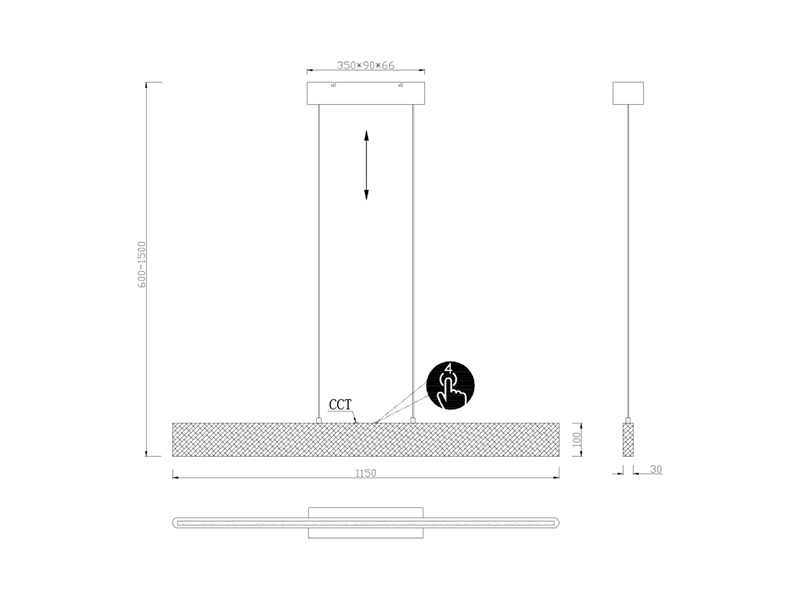 LED Pendelleuchte EDGEWOOD mit Holz, dimmbar & höhenverstellbar, Breite 115cm