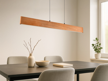 LED Pendelleuchte EDGEWOOD mit Holz, dimmbar & höhenverstellbar, Breite 115cm