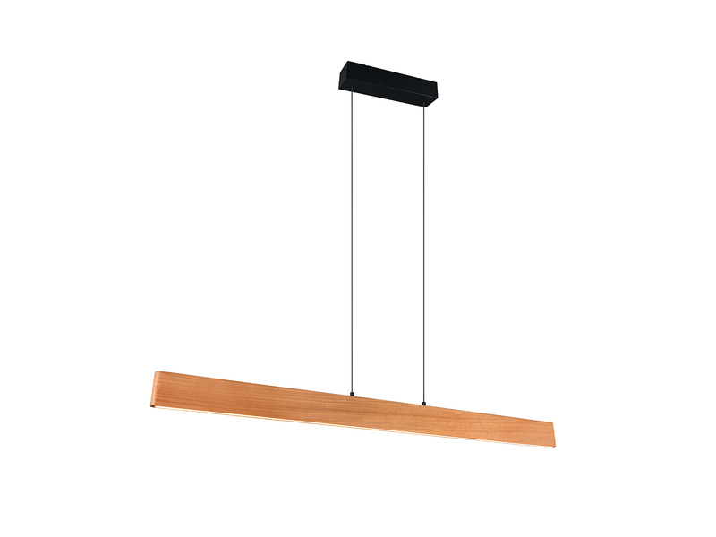 Große LED Pendelleuchte EDGEWOOD mit Holz, dimmbar & höhenverstellbar, B: 150cm