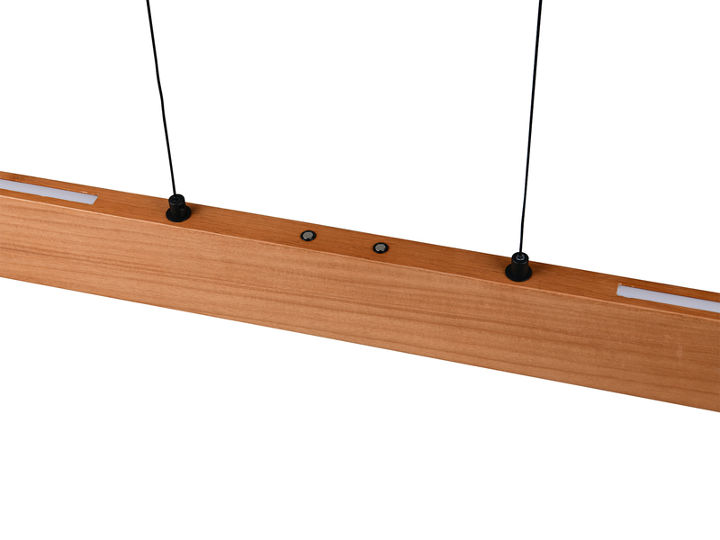 Große LED Pendelleuchte EDGEWOOD mit Holz, dimmbar & höhenverstellbar, B: 150cm