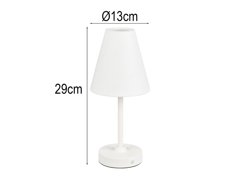 Kabellose Akku Tischleuchte KENNY dimmbar & per USB aufladbar Weiß, Höhe 29cm