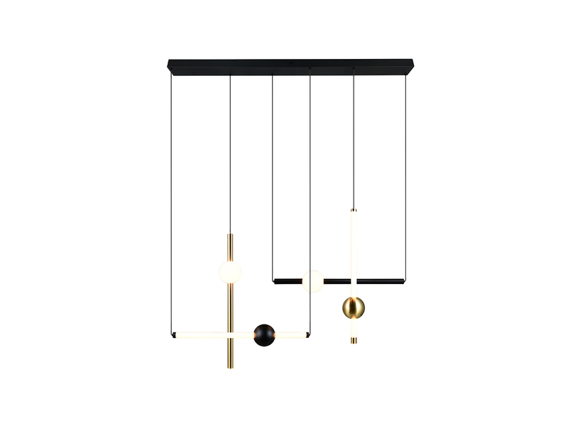 Moderne LED Pendelleuchte MELITA dimmbar, Metall Schwarz Gold, Breite 110cm
