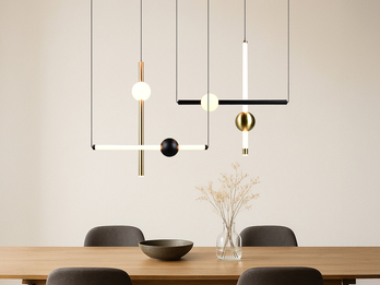 Moderne LED Pendelleuchte MELITA dimmbar, Metall Schwarz Gold, Breite 110cm