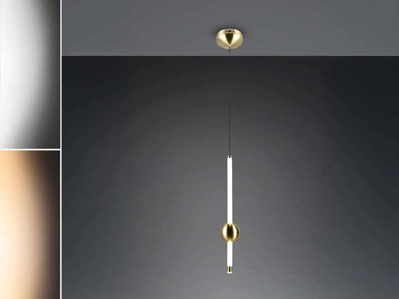 Moderne LED Pendelleuchte MELITA 1-flammig, dimmbar, Metall Messing Ø 13cm