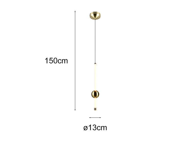 Moderne LED Pendelleuchte MELITA 1-flammig, dimmbar, Metall Messing Ø 13cm