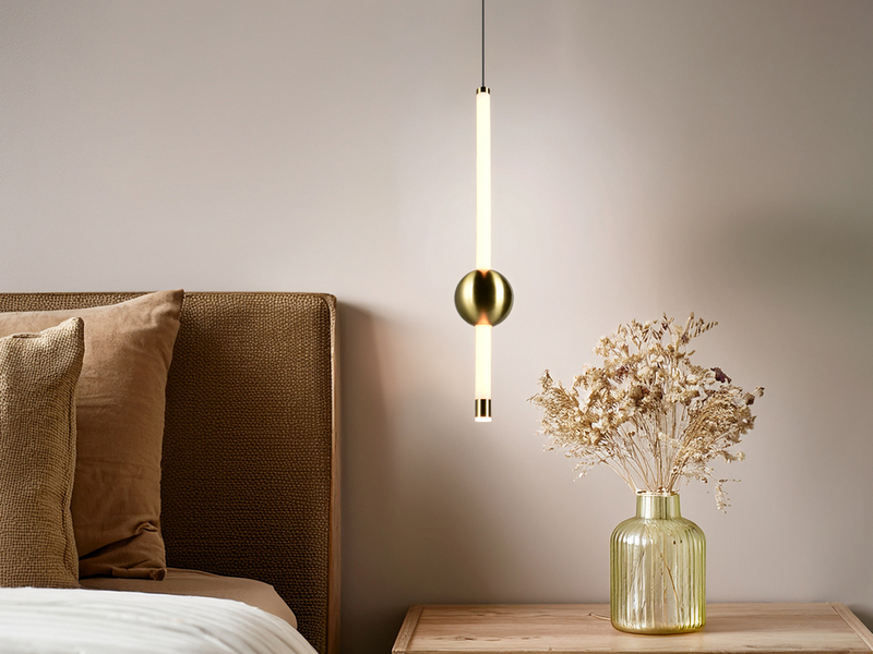 Moderne LED Pendelleuchte MELITA 1-flammig, dimmbar, Metall Messing Ø 13cm