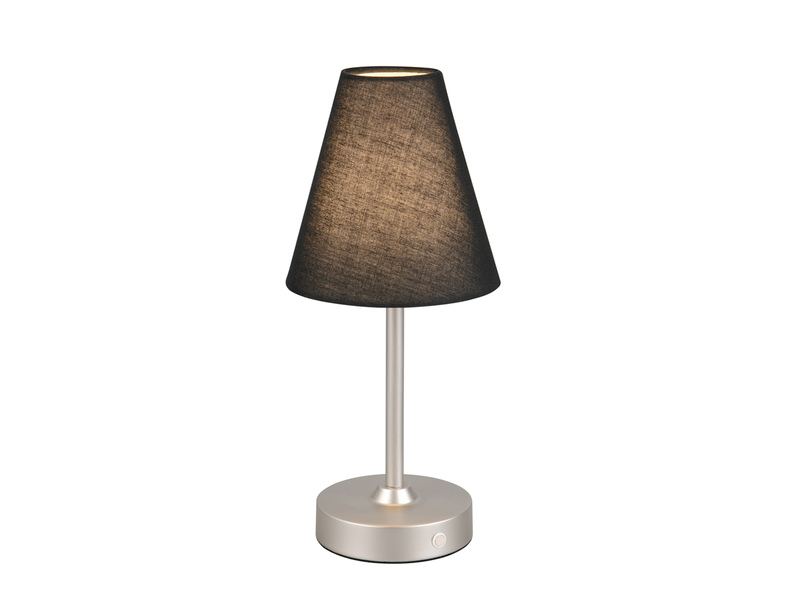 Kabellose Akku Tischleuchte KENNY dimmbar & USB aufladbar Silber Schwarz, H 29cm