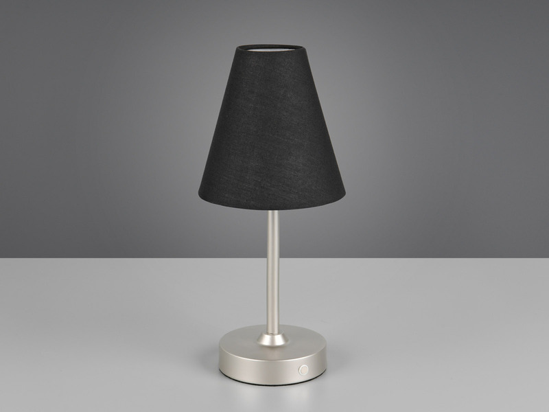 Kabellose Akku Tischleuchte KENNY dimmbar & USB aufladbar Silber Schwarz, H 29cm
