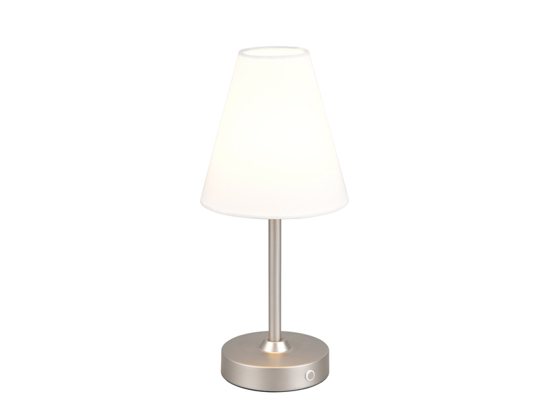 Kabellose Akku Tischleuchte KENNY dimmbar & USB aufladbar Silber Weiß, H: 29cm