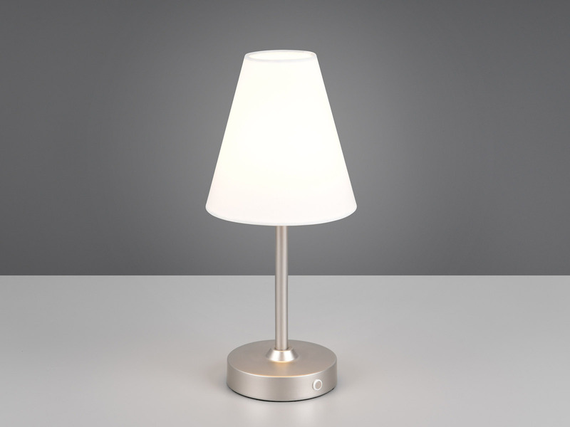 Kabellose Akku Tischleuchte KENNY dimmbar & USB aufladbar Silber Weiß, H: 29cm