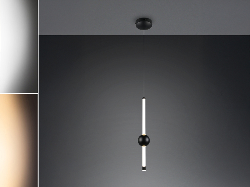 Moderne LED Pendelleuchte MELITA 1-flammig, dimmbar, Metall Schwarz Ø 13cm
