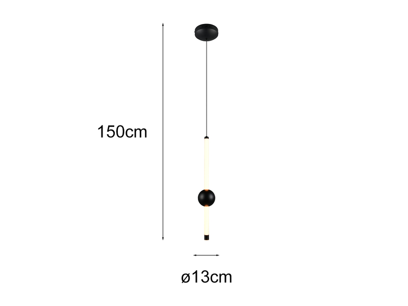 Moderne LED Pendelleuchte MELITA 1-flammig, dimmbar, Metall Schwarz Ø 13cm