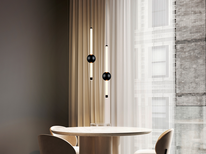 Moderne LED Pendelleuchte MELITA 1-flammig, dimmbar, Metall Schwarz Ø 13cm