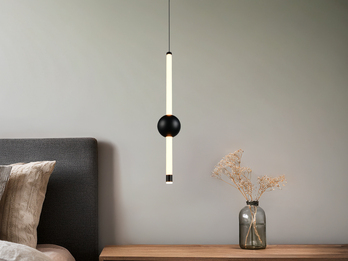 Moderne LED Pendelleuchte MELITA 1-flammig, dimmbar, Metall Schwarz Ø 13cm
