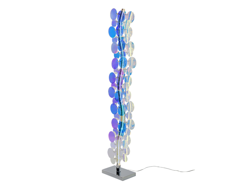 Kleine LED Stehleuchte PULSE aus irisierendem Kunststoff, Höhe 119cm