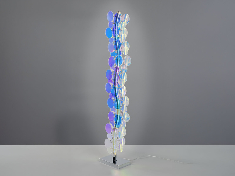 Kleine LED Stehleuchte PULSE aus irisierendem Kunststoff, Höhe 119cm
