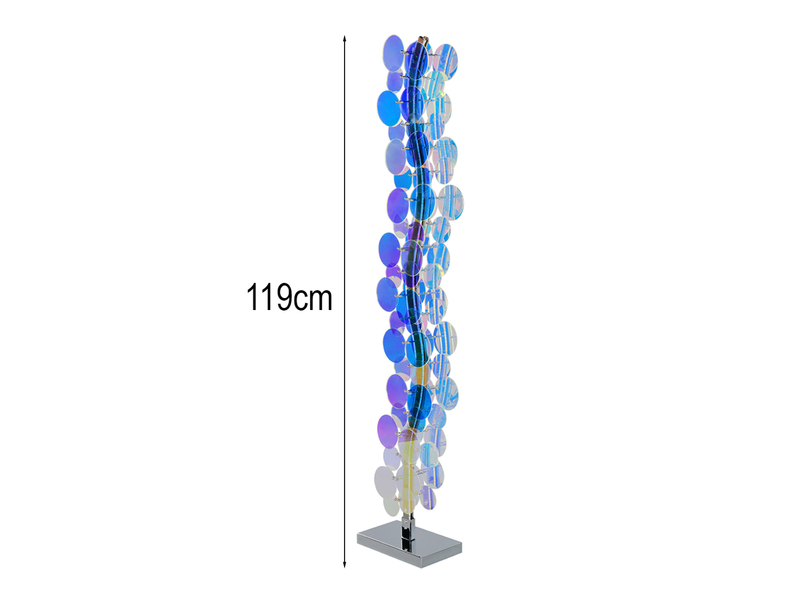 Kleine LED Stehleuchte PULSE aus irisierendem Kunststoff, Höhe 119cm