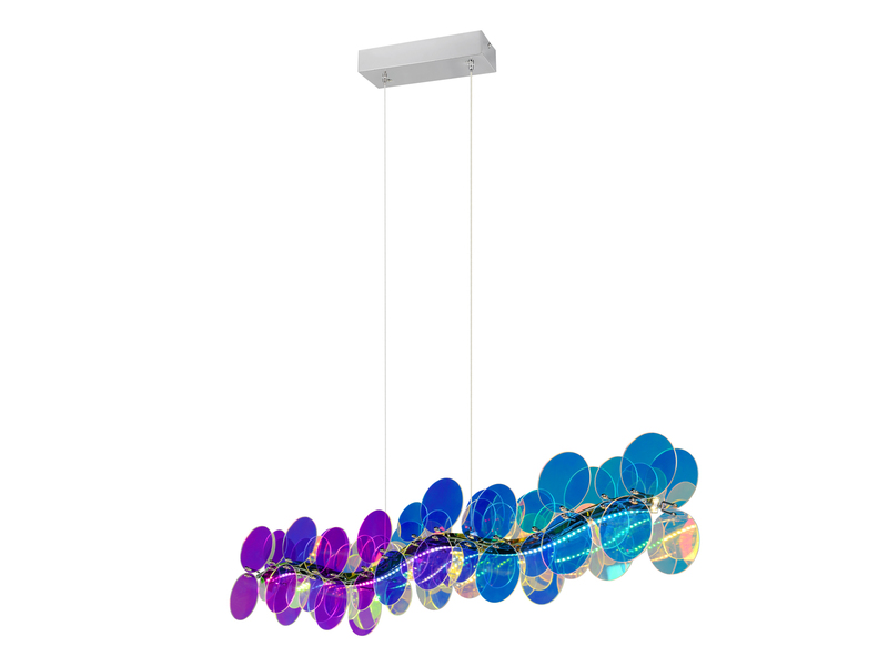 LED Pendelleuchte PULSE dimmbar aus irisierendem Kunststoff, Breite 86cm