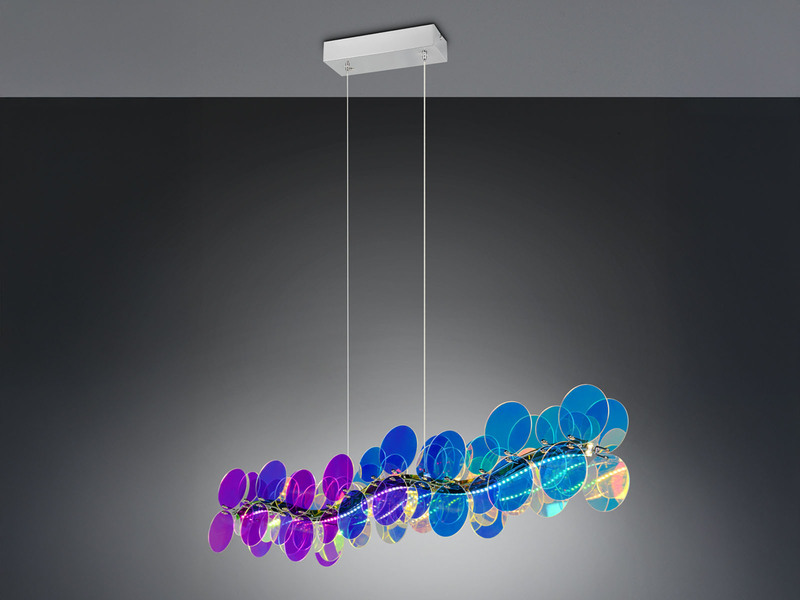 LED Pendelleuchte PULSE dimmbar aus irisierendem Kunststoff, Breite 86cm