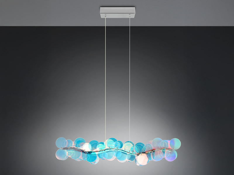 LED Pendelleuchte PULSE dimmbar aus irisierendem Kunststoff, Breite 86cm