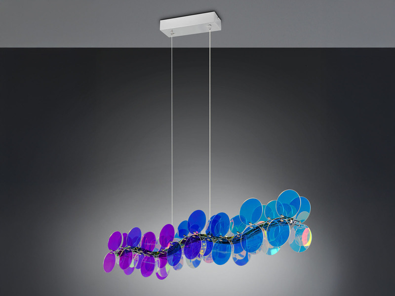 LED Pendelleuchte PULSE dimmbar aus irisierendem Kunststoff, Breite 86cm