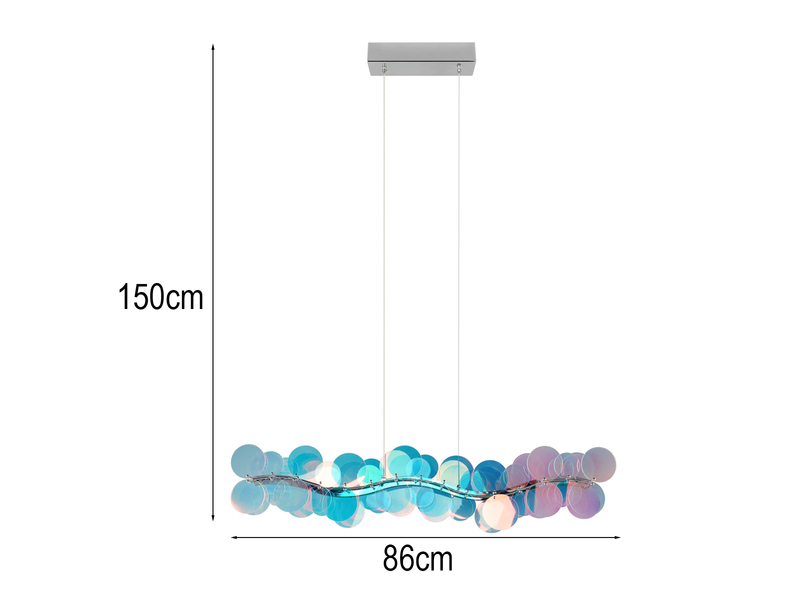 LED Pendelleuchte PULSE dimmbar aus irisierendem Kunststoff, Breite 86cm