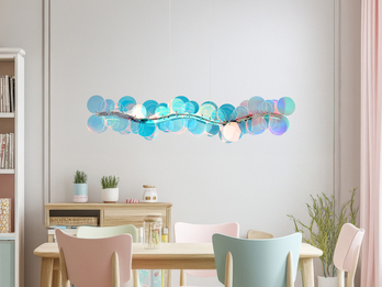 LED Pendelleuchte PULSE dimmbar aus irisierendem Kunststoff, Breite 86cm