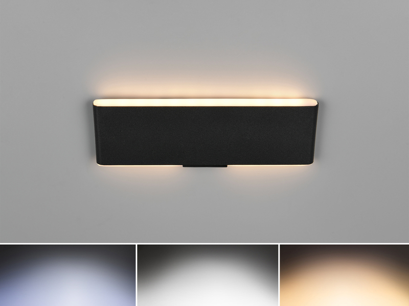 LED Akku Wandleuchte mit Fernbedienung, per USB aufladbar, Schwarz Breite 22cm