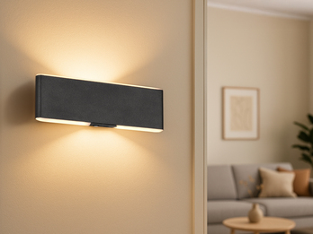 LED Akku Wandleuchte mit Fernbedienung, per USB aufladbar, Schwarz Breite 22cm