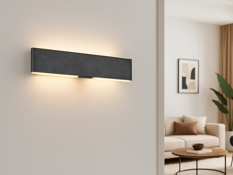 LED Akku Wandleuchte mit Fernbedienung, per USB aufladbar, Schwarz Breite 32cm