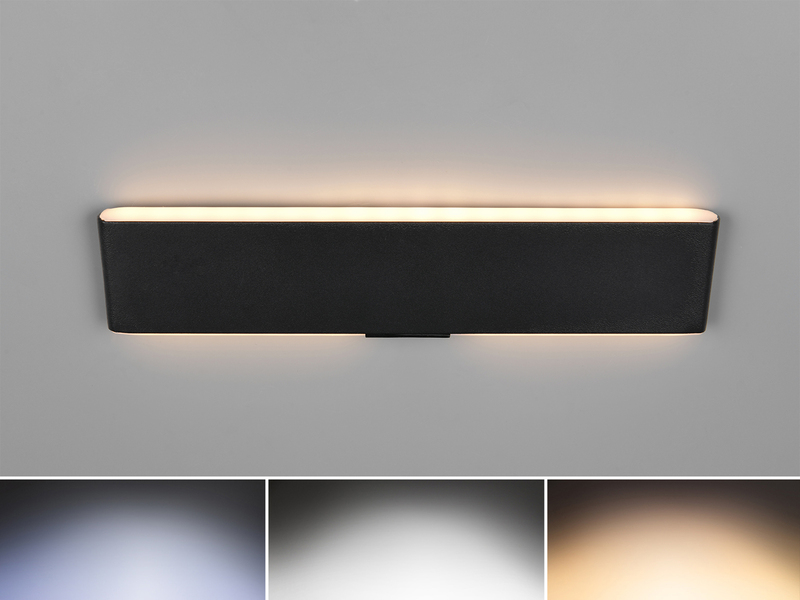 LED Akku Wandleuchte mit Fernbedienung, per USB aufladbar, Schwarz Breite 32cm