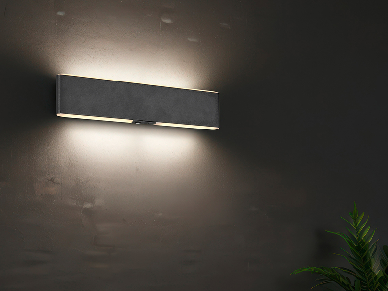 LED Akku Wandleuchte mit Fernbedienung, per USB aufladbar, Schwarz Breite 32cm