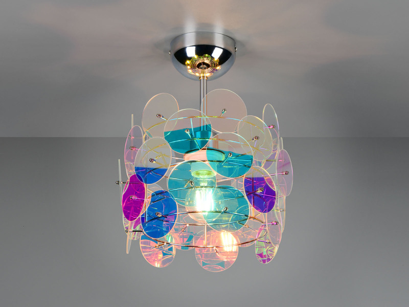 Kleine Deckenleuchte IRIDE aus irisierendem Kunststoff, Ø 25cm