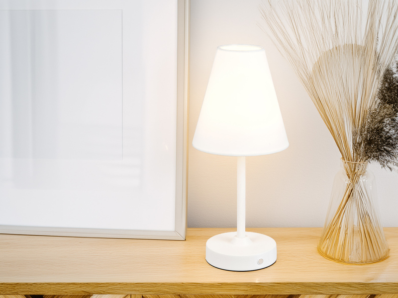 Kabellose Akku Tischleuchte dimmbar & per USB aufladbar Weiß, Höhe 29cm
