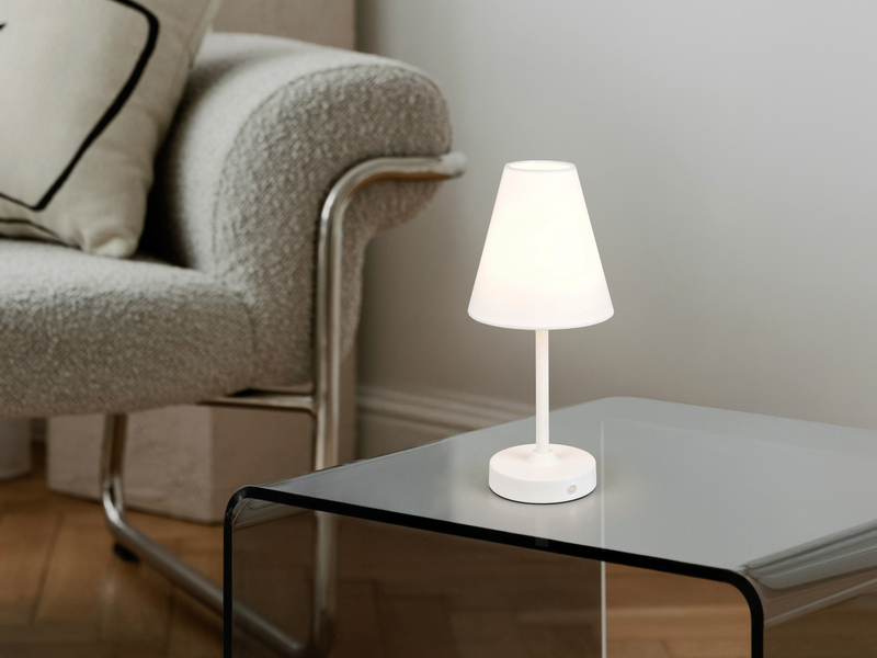 Kabellose Akku Tischleuchte dimmbar & per USB aufladbar Weiß, Höhe 29cm