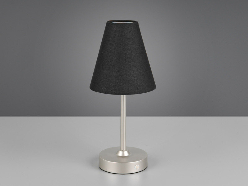Kabellose Akku Tischleuchte dimmbar & USB aufladbar Silber Schwarz, Höhe 29cm