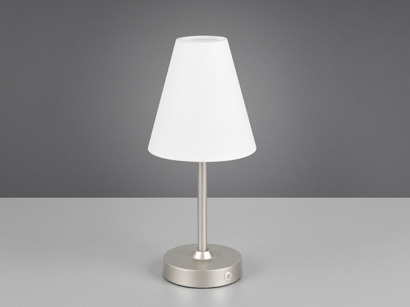 Kabellose Akku Tischleuchte dimmbar & per USB aufladbar Silber Weiß, Höhe 29cm