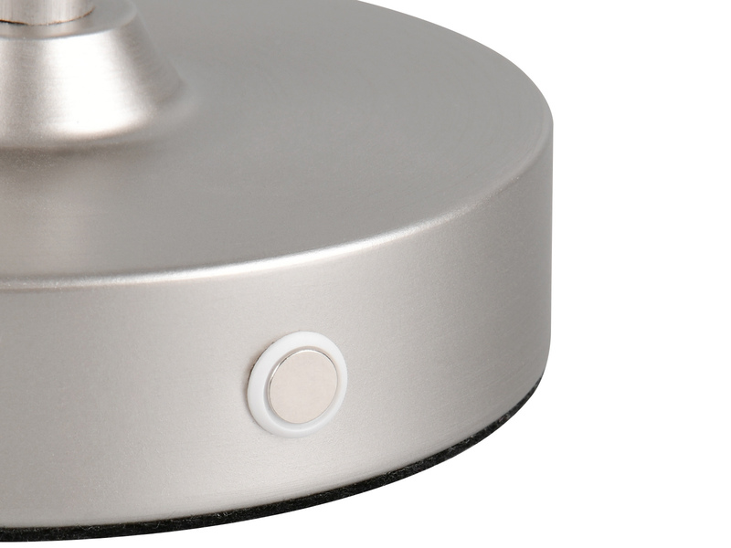 Kabellose Akku Tischleuchte dimmbar & per USB aufladbar Silber Weiß, Höhe 29cm