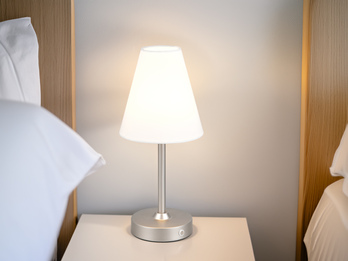 Kabellose Akku Tischleuchte dimmbar & per USB aufladbar Silber Weiß, Höhe 29cm