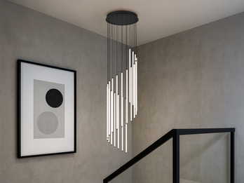 Moderne LED Pendelleuchte BAXTER dimmbar, extra lang, Schwarz, Höhe 220cm