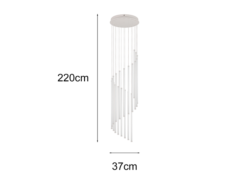 Moderne LED Pendelleuchte BAXTER dimmbar, extra lang, Hellgrau, Höhe 220cm