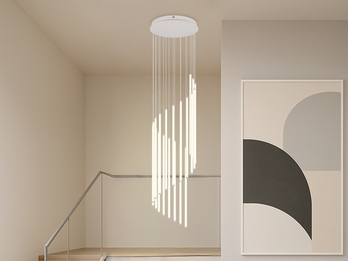 Moderne LED Pendelleuchte BAXTER dimmbar, extra lang, Hellgrau, Höhe 220cm