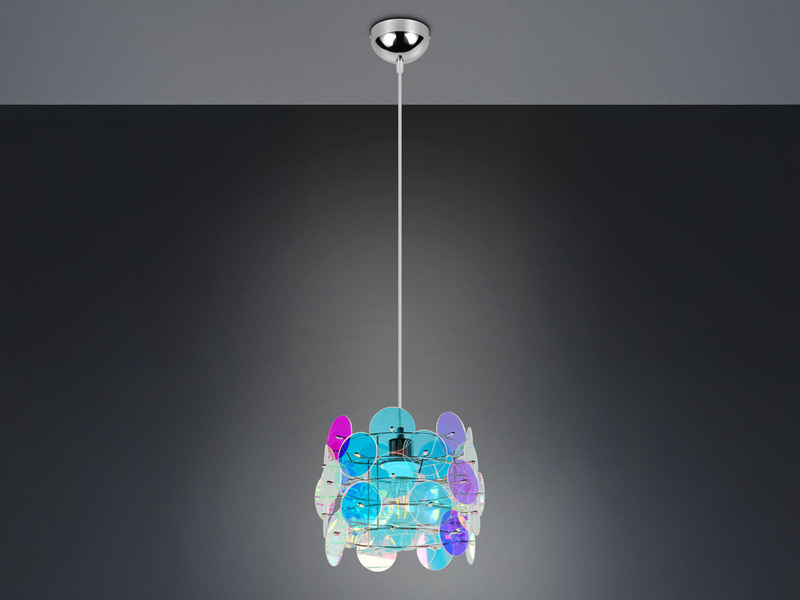 Kleine LED Pendelleuchte aus irisierendem Kunststoff, Ø 25cm