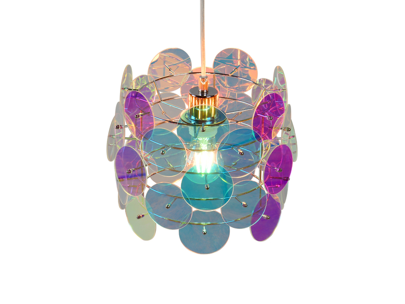 Kleine LED Pendelleuchte aus irisierendem Kunststoff, Ø 25cm