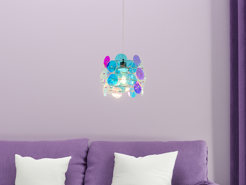 Kleine LED Pendelleuchte aus irisierendem Kunststoff, Ø 25cm