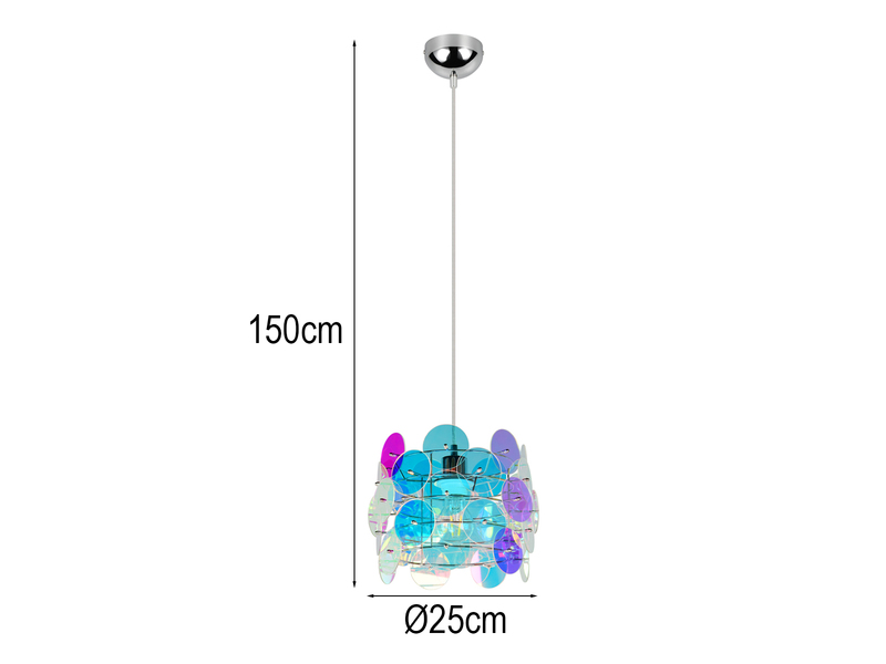 Kleine LED Pendelleuchte aus irisierendem Kunststoff, Ø 25cm